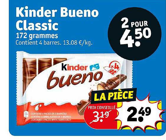 kinder bueno classic 172 grammes