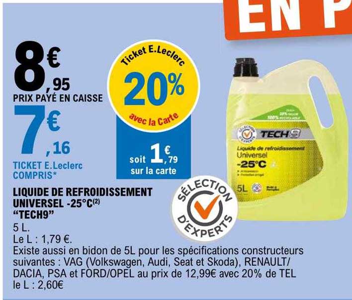 Liquide De Refroidissement Universel -25°c "tech9"