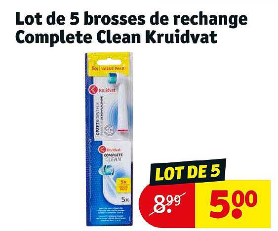 Lot De 5 Brosses De Rechange Complete Clean Kruidvat