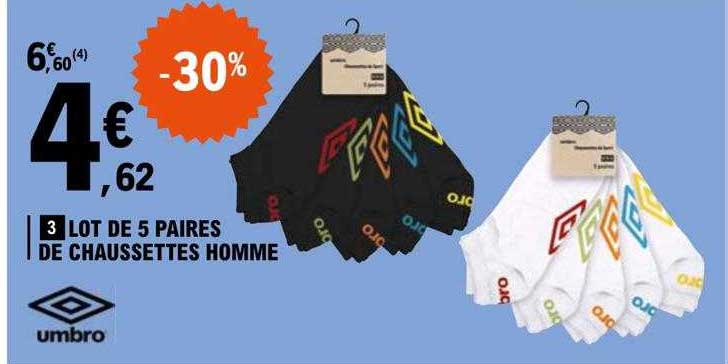 Lot De 5 Paires De Chaussettes Homme Umbro