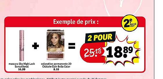 mascara sky high lash sensational + coloration permanente 20 châtain clair belle color