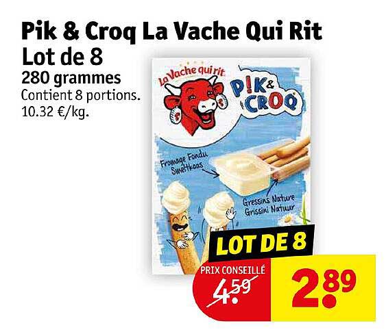 pik & croq la vache qui rit lot de 8 280 grammes