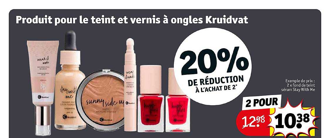 produit pour le teint et vernis à ongles kruidvat 20% de réduction à l'achat de 2*