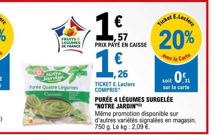 Purée 4 Légumes Surgelée "notre Jardin"