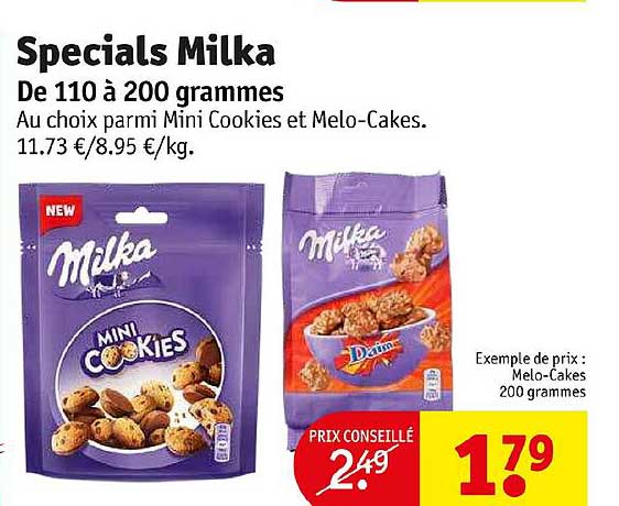 specials milka de 110 à 200 grammes