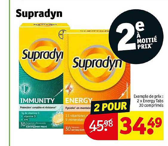 supradyn 2 x energy tabs 30 comprimés