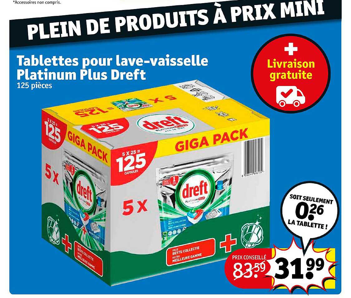 tablettes pour lave-vaisselle platinum plus dreft
