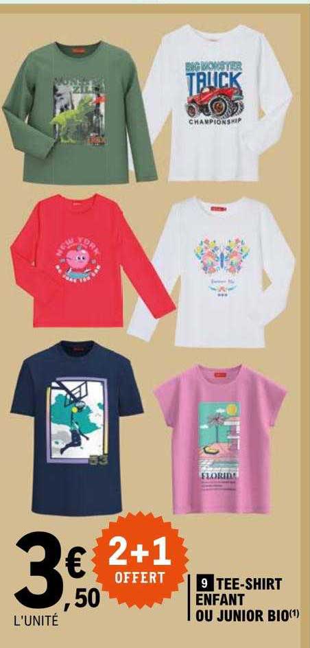 tee-shirt enfant ou junior bio