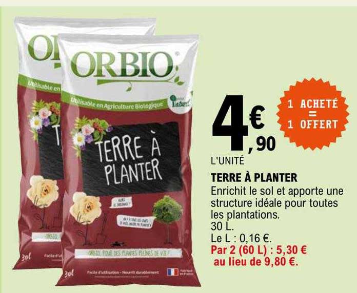 terre à planter 1 acheté = 1 offert orbio