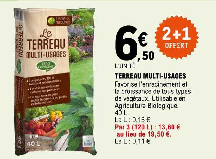 terreau multi-usages 2+1offert
