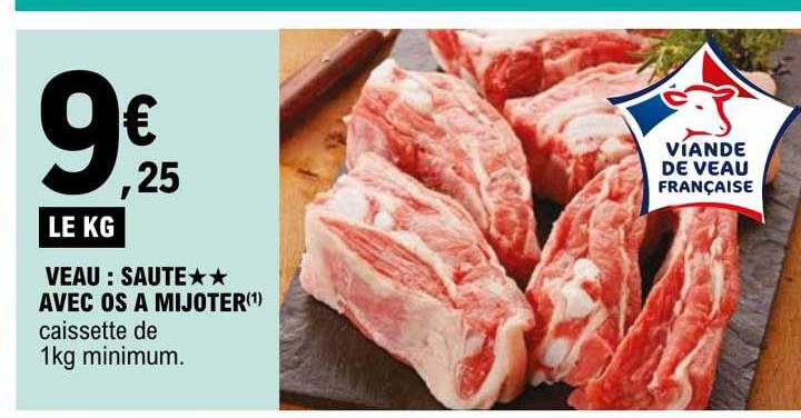 Veau : Saute** Avec Os à Mijoter