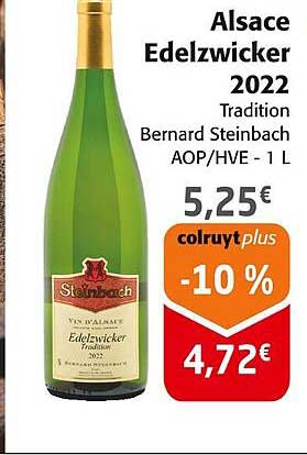 alsace edelzwicker 2022 tradition bernard steinbach aop/hve