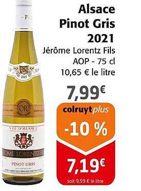 alsace pinot gris 2021 jérôme lorentz fils aop