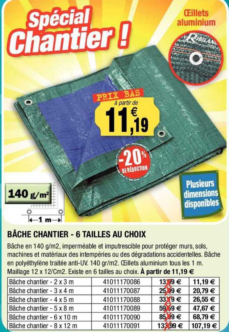 bâche chantier - 6 tailles au choix