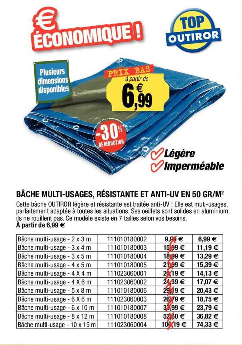 bâche multi-usages, résistante et anti-uv en 50 gr m2