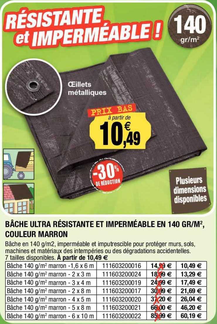 Bâche Ultra Résistante Et Impérméable En 140 Gr M2 Couleur Marron