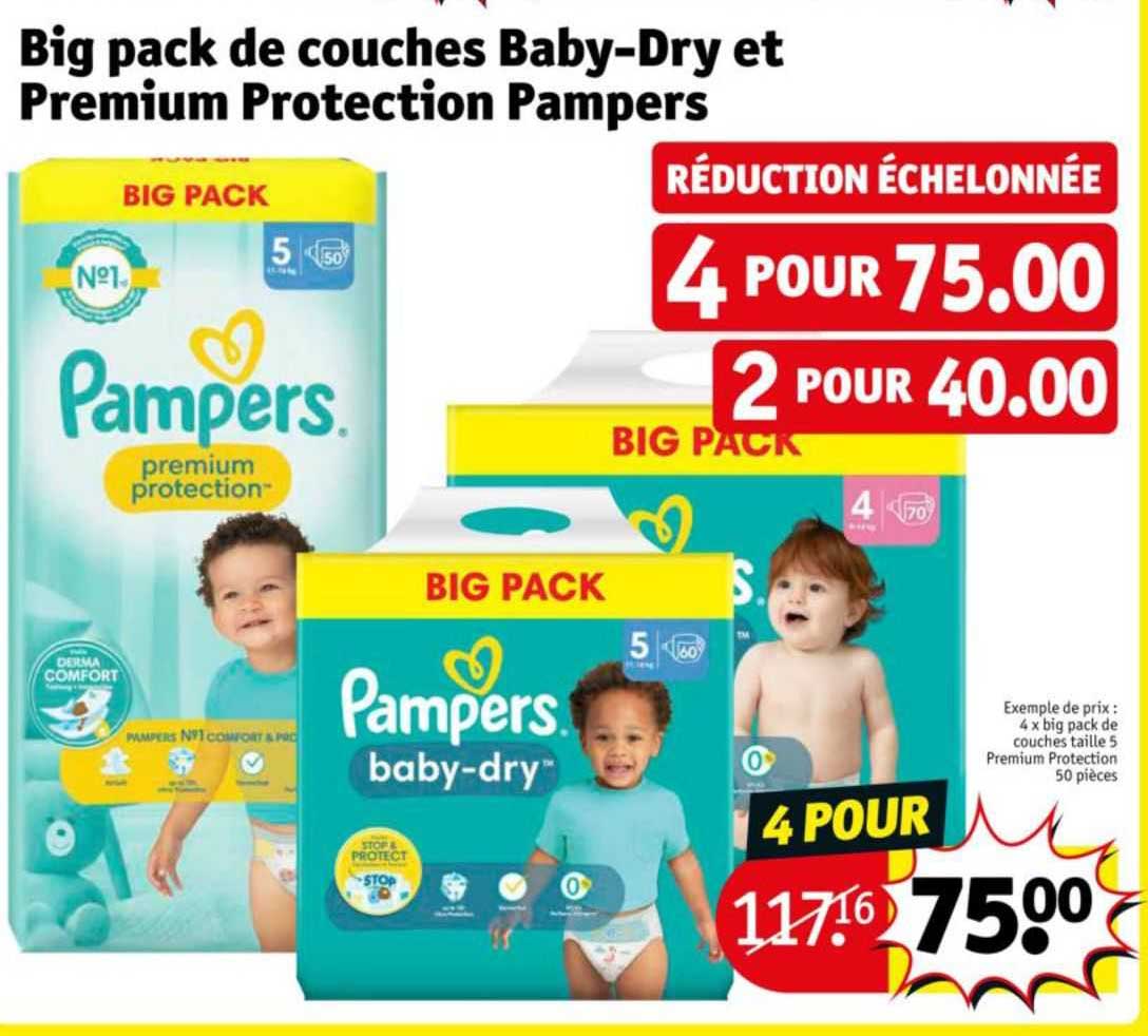big pack de couches baby-dry et premium protection pampers