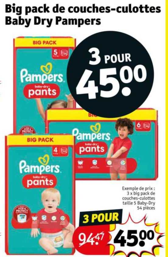 big pack de couches-culottes baby dry pampers
