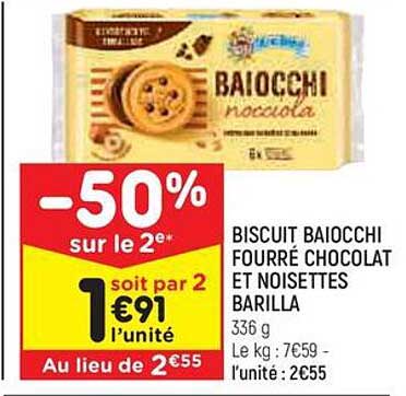 Biscuits Baiocchi Fourré Chocolat Et Noisettes Barilla