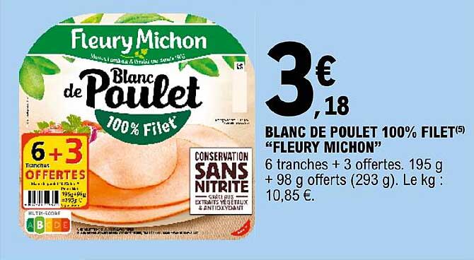 blanc de poulet 100% filet "fleury michon"