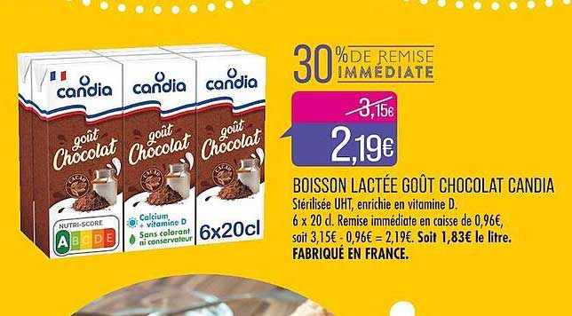 boisson lactée goût chocolat candia