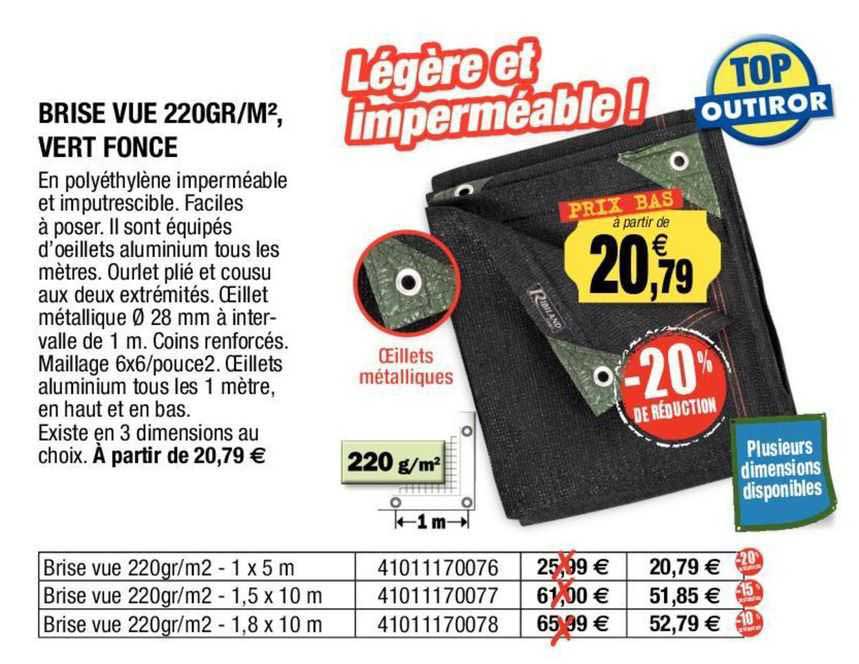 brise vue 220gr m2 vert foncé