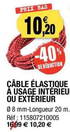 câble élastique à usage intérieur ou extérieur