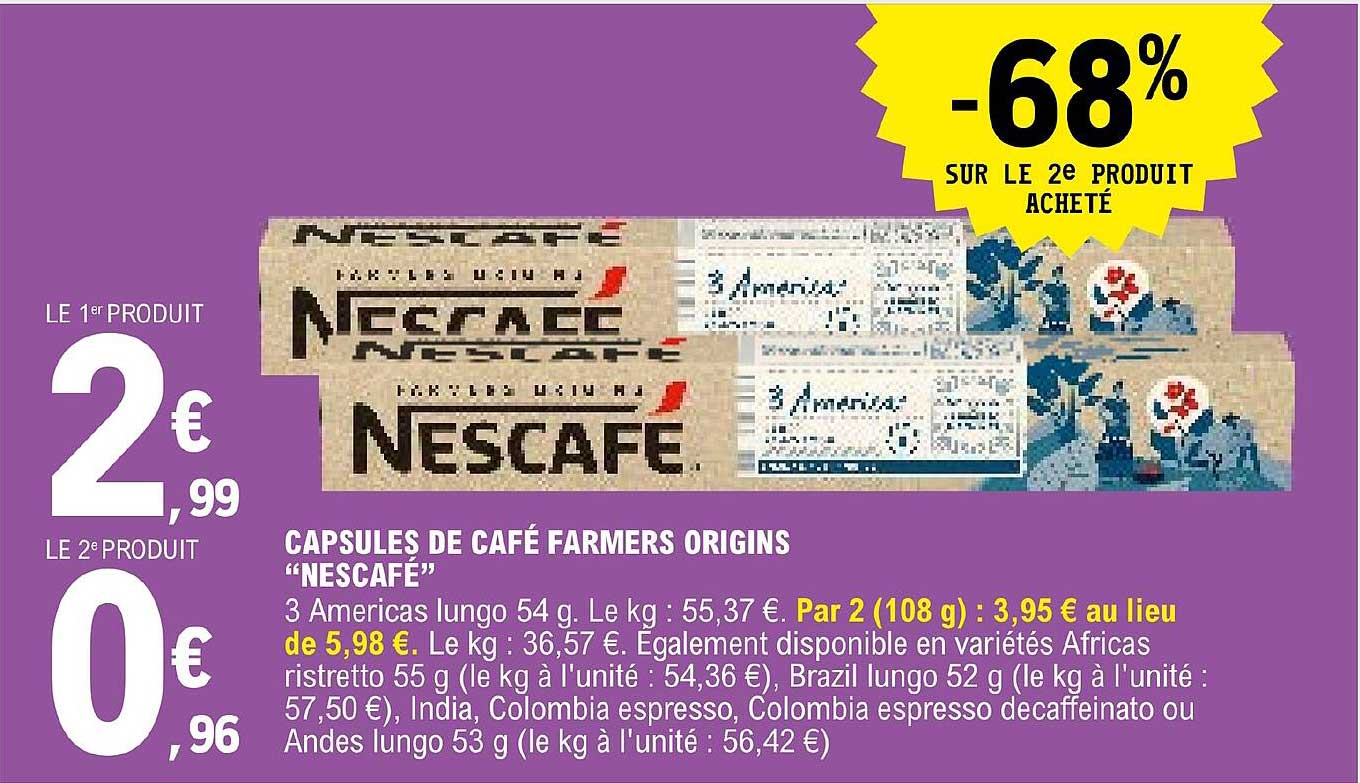 capsules de café farmers origins "nescafé"
