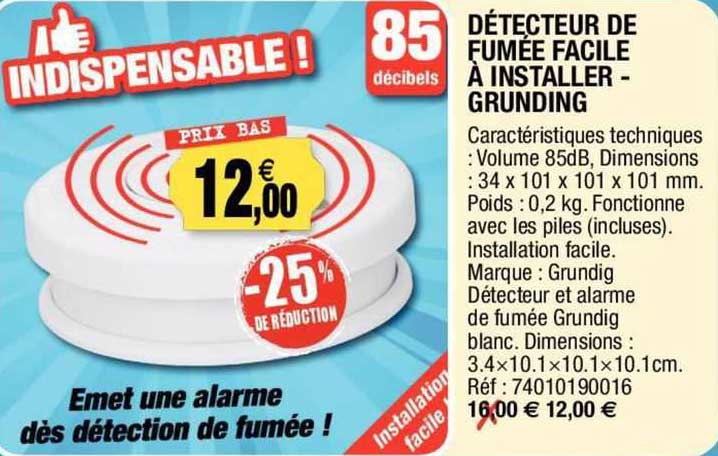 détecteur de fumée facile à installer grunding