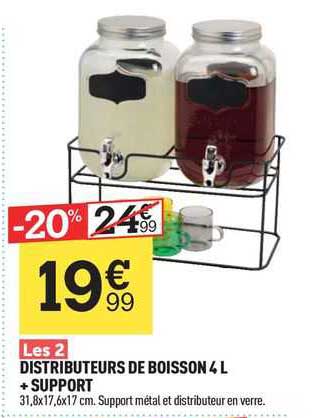 distributeurs de boisson 4 l + support