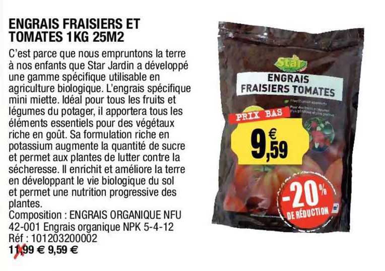 engrais fraisiers et tomates 1kg 25m2