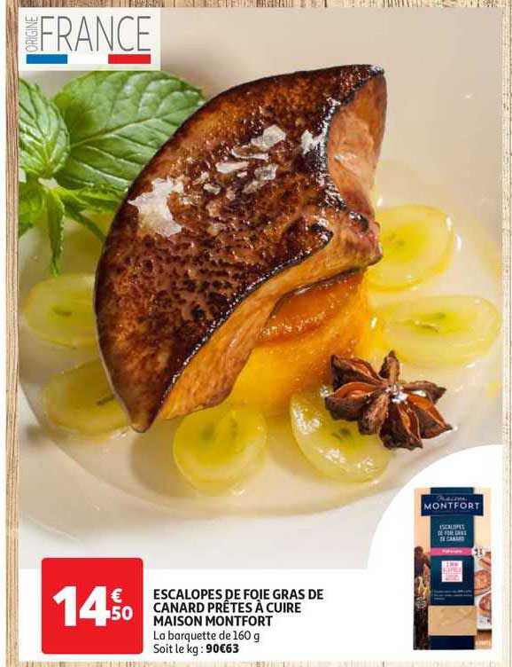 escalopes de froie gras de canard prêtes à cuire maison montfort