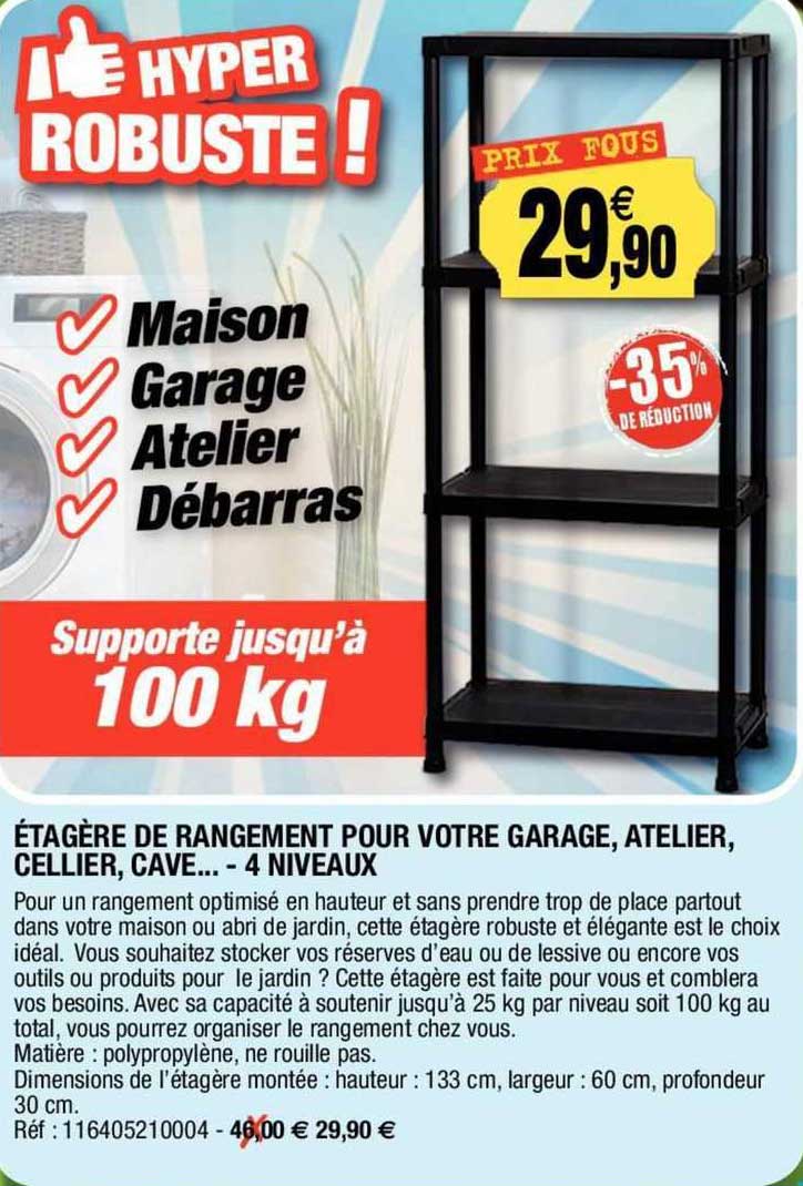 étagère de rangement pour votre garage, atelier, cellier, cave... - 4 niveaux