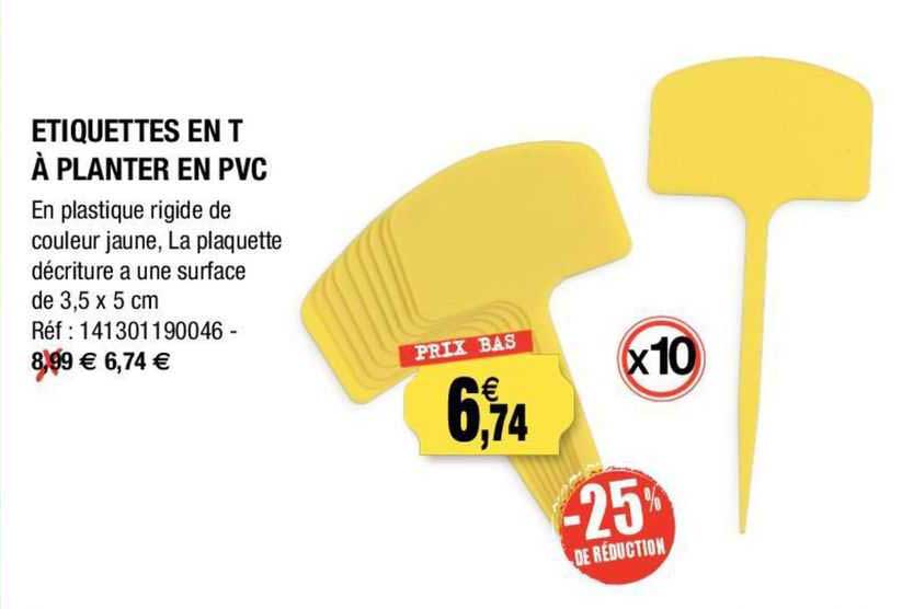 étiquettes en t à planter en pvc