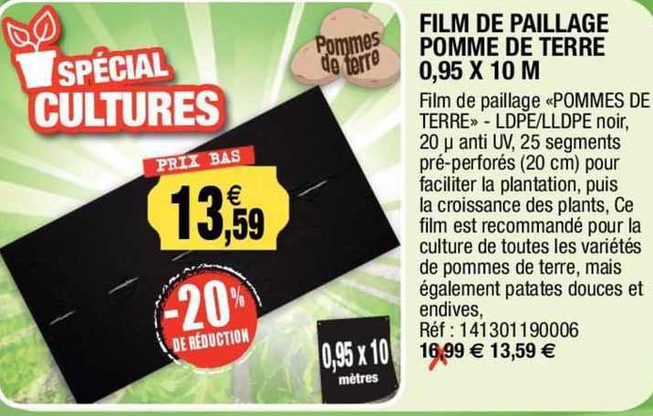 Film Paillage Pomme De Terre 0,95 X 10 M