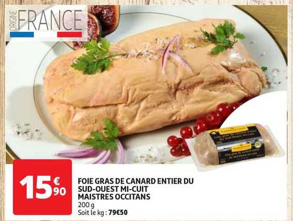 foie gras de canard entier du sud-ouest mi-cuit maistres occitans