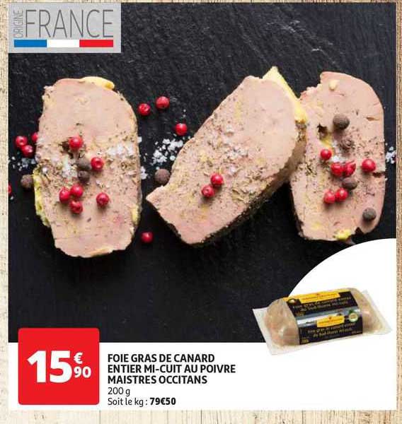 foie gras de canard entier mi-cuit au poivre maistres occitans
