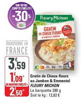 gratin de choux-fleurs au jambon & emmental fleury michon