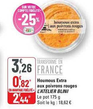 houmous extra aux poivrons rouges l'atelier blini