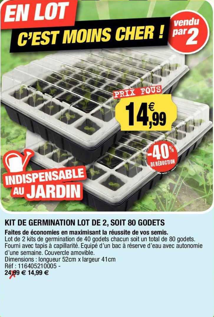 kit de germination lot de 2, soit 80 godets