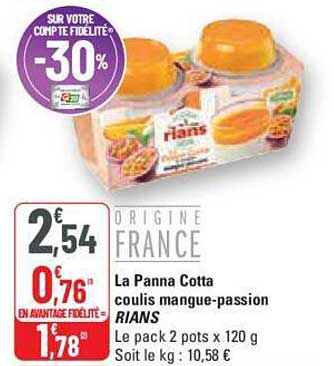 la panna cotta coulis mangue-passion rians