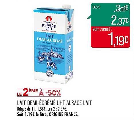 lait demi-écrémé uht alsace lait