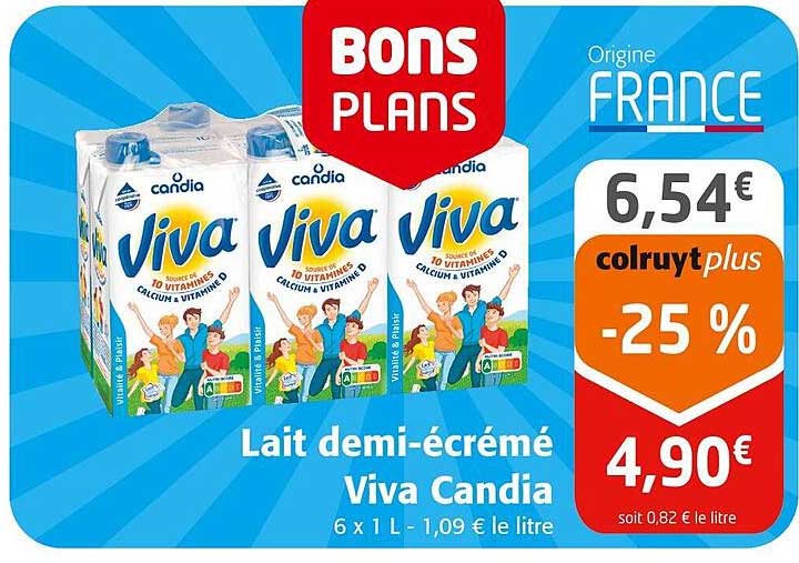 lait demi-écrémé viva candia