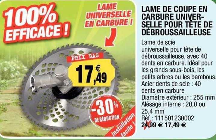 lame de coupe en carbure universelle pour tête de débroussailleuse