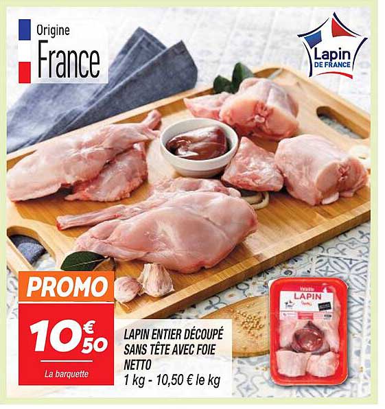 Lapin Entier Découpé Sans Tête Avec Foie Netto