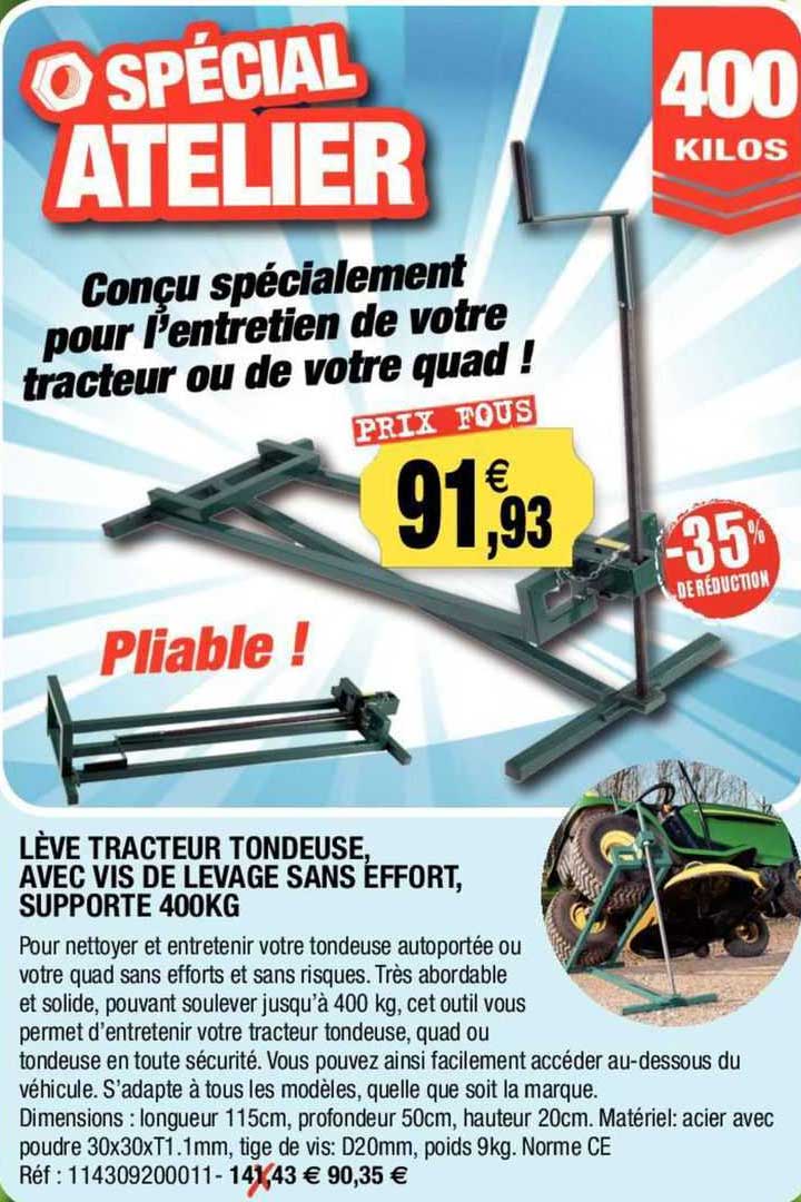lève tracteur tondeuse avec vis de levage sans effort, supporte 400kg