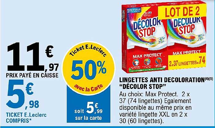 lingettes anti decoloration "décolor stop"