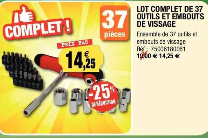 lot complet de 37 outils et embouts de vissage