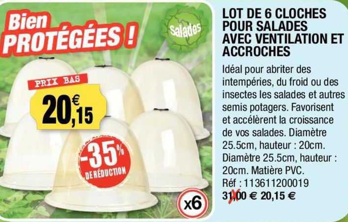lot de 6 cloches pour salades avec ventilation et accroches