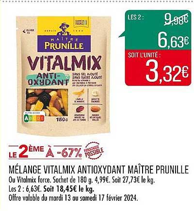 mélange vitalmix antioxydant maître prunille
